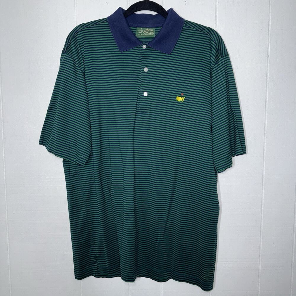 Amen Corner Men’s Masters Golf Polo Shirt Striped Green Size Large
